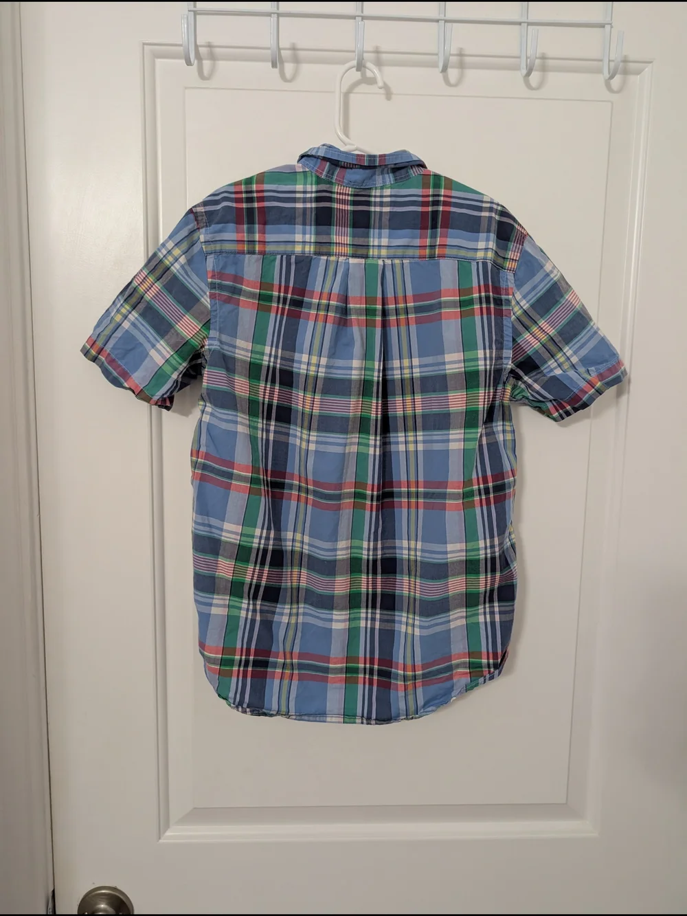 Ralph Lauren Short-Sleeve Plaid Button-Down Shirt - Blue Green Red Size Medium